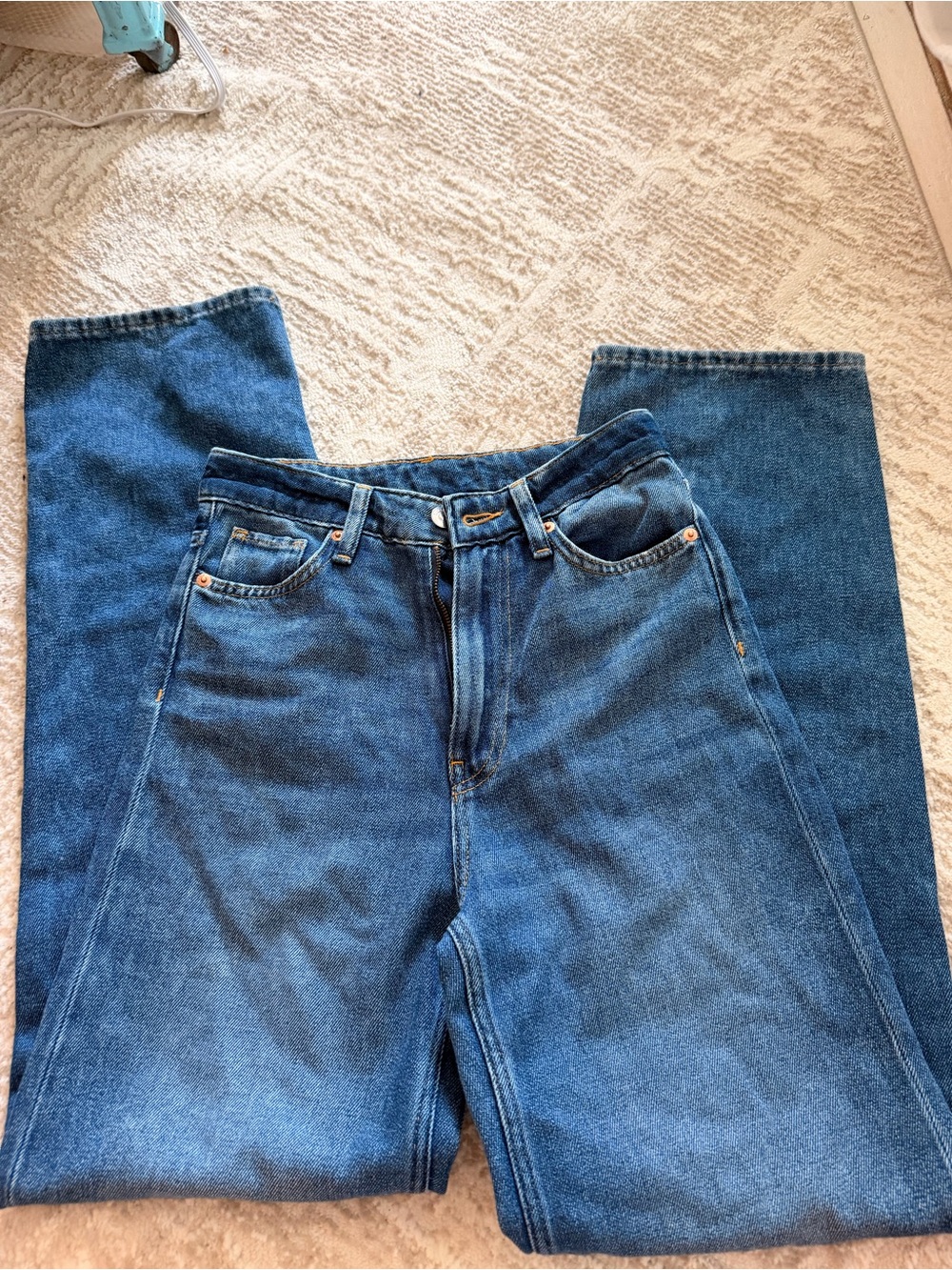 H&M High-Rise Straight Leg Jeans - Blue